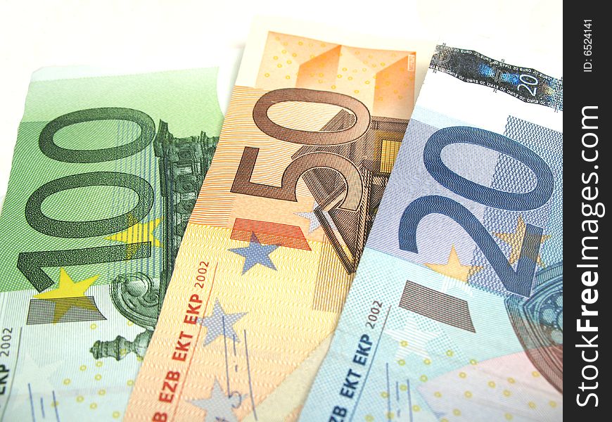 Some euro banknotes close-up. Some euro banknotes close-up