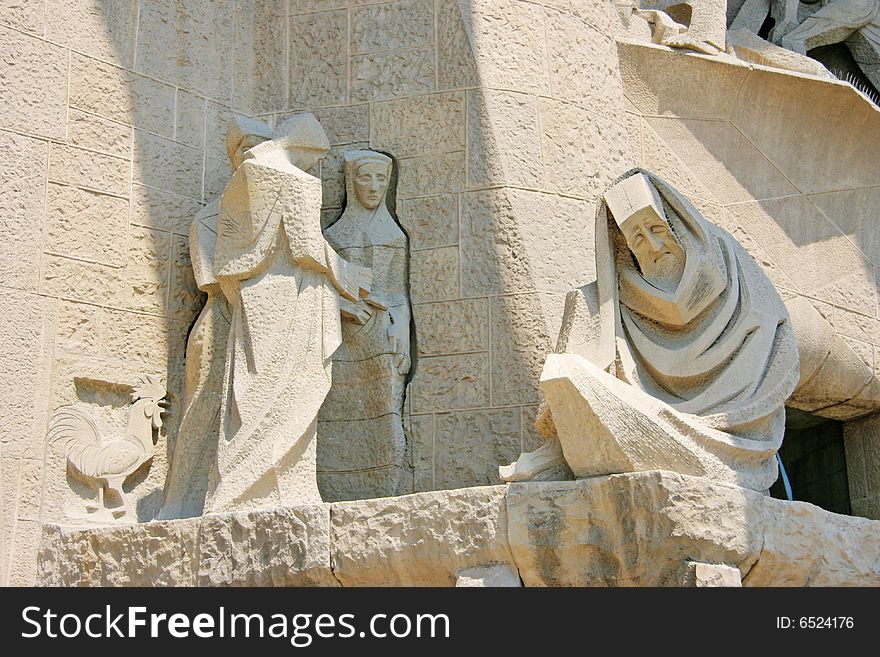 Detail of sagrada familia sculpture, barcelona