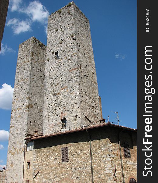 View of San Gimignano medieval towers in Tuscany. View of San Gimignano medieval towers in Tuscany