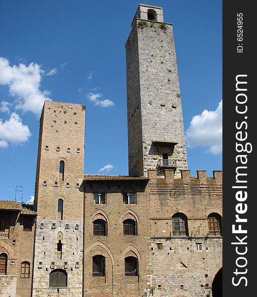 View of San Gimignano medieval towers in Tuscany. View of San Gimignano medieval towers in Tuscany