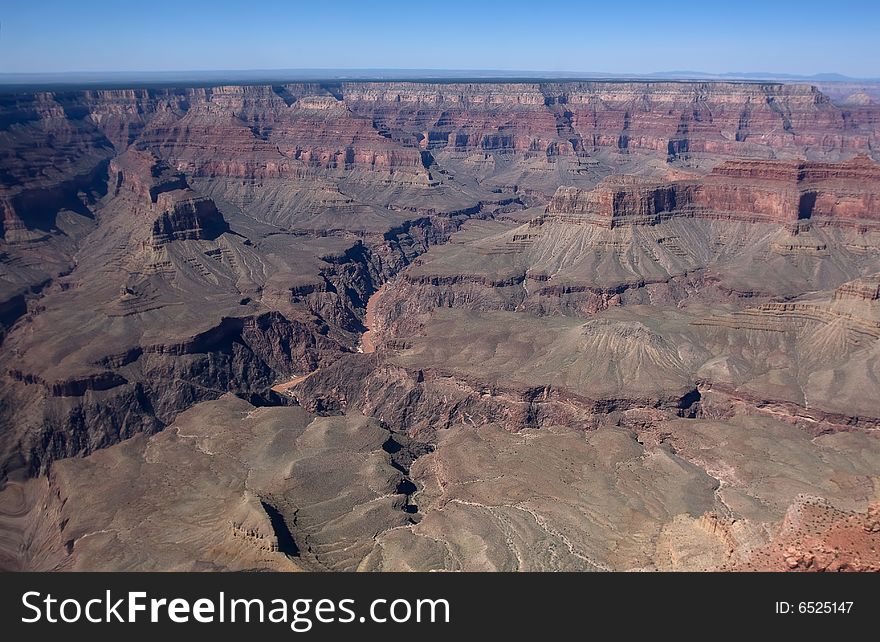 View from helicopter to Grand Canyon