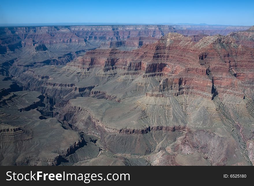 Bird's-eye scenic view to the north part of Grand Canyon. Bird's-eye scenic view to the north part of Grand Canyon