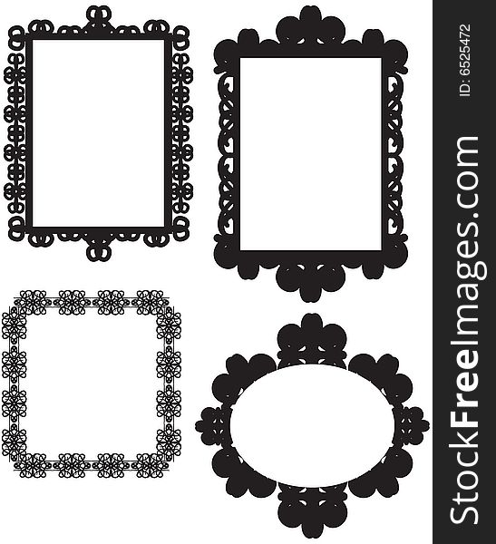 Black frames isolated on white surface