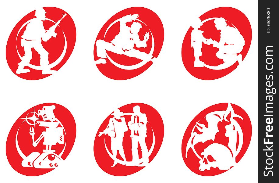 Cinema Silhouettes Icons in the different genres. Cinema Silhouettes Icons in the different genres