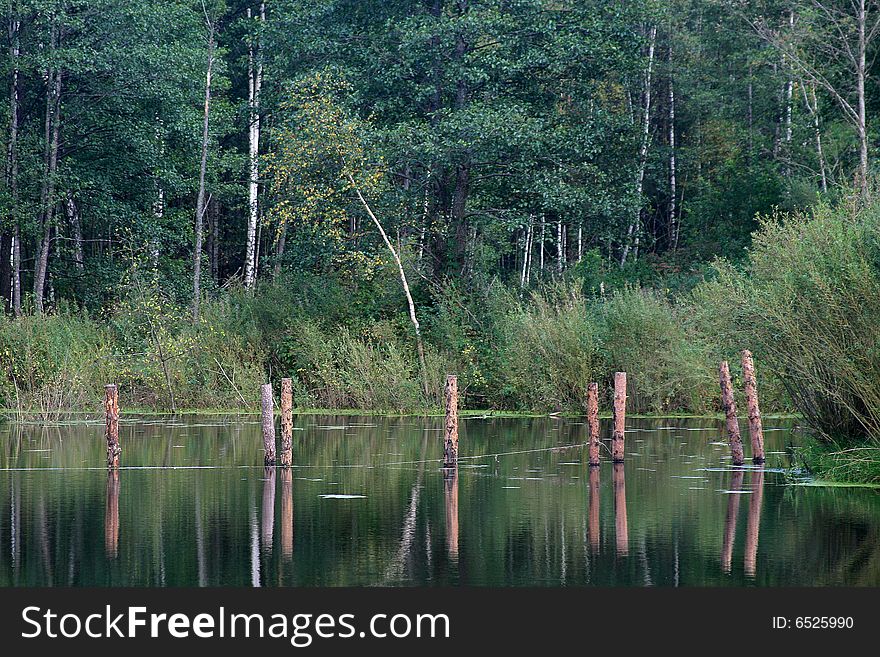 A beautiful view on an isolated lake. A beautiful view on an isolated lake.