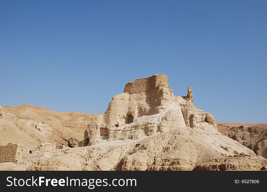 Ruins of an ancient fortress in Judaic mountains near to the Dead Sea. Ruins of an ancient fortress in Judaic mountains near to the Dead Sea