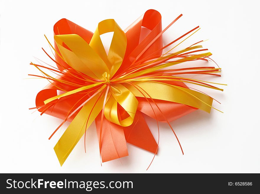 Red-Yellow-colored bow and ribbons. Red-Yellow-colored bow and ribbons