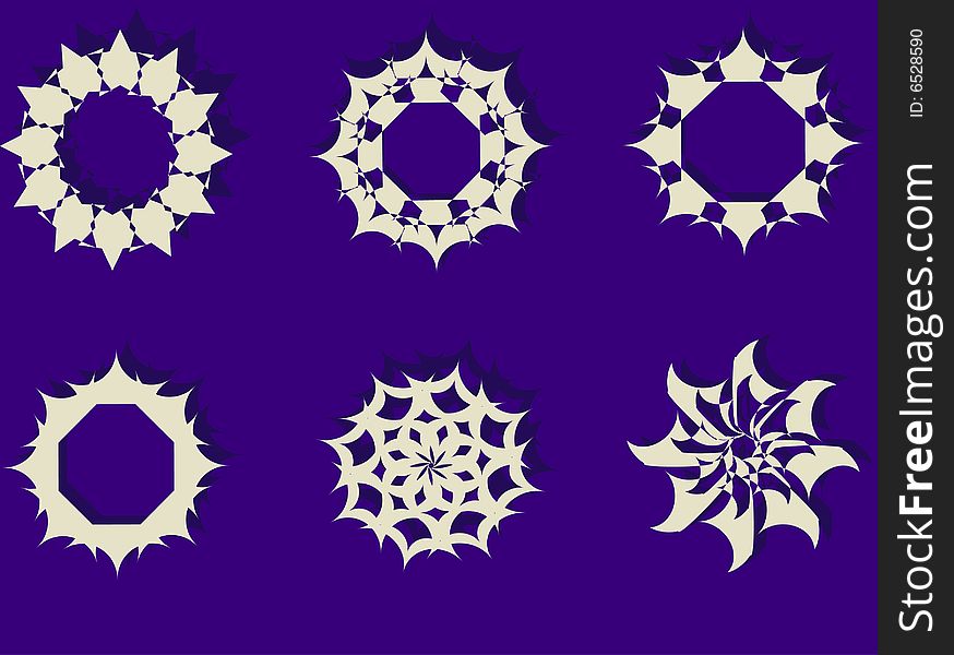 Six beautiful different snowflakes for desing