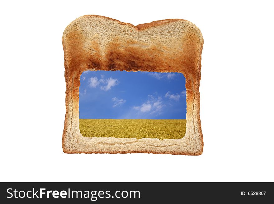 Abstract Toast window with Sky and Field. Abstract Toast window with Sky and Field