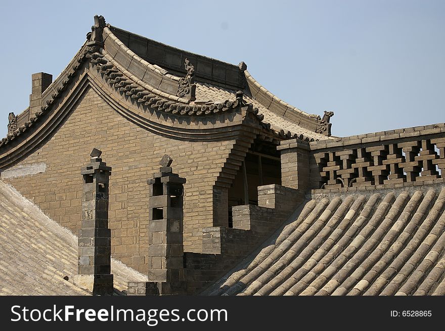 Antiquity housetop,have gray housetop,it's in West of China.