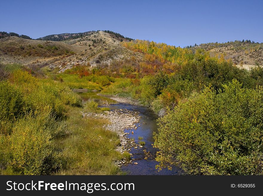 Mountain Stream is the fall showing  autumn colors. Mountain Stream is the fall showing  autumn colors