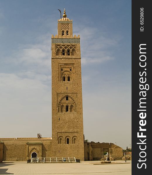 The Koutoubia mosque, Marrakesh, Morocco. Blue summer day.