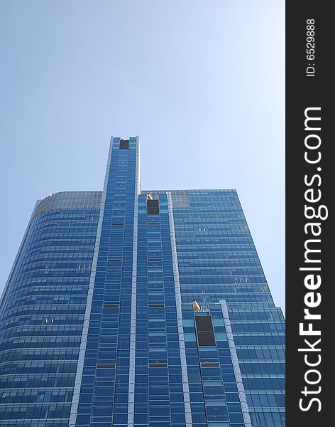 Wall of modern office building and sky reflection. Wall of modern office building and sky reflection