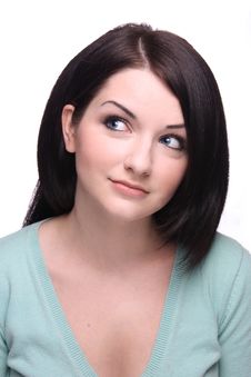 Brunette Girl Looking To The Side Stock Photography