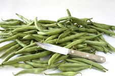 Green Bush Beans With Vegetable Knife Stock Image