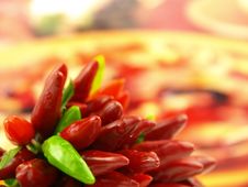 Chili Pepper And Hot Red Pepper Very Close Stock Photo