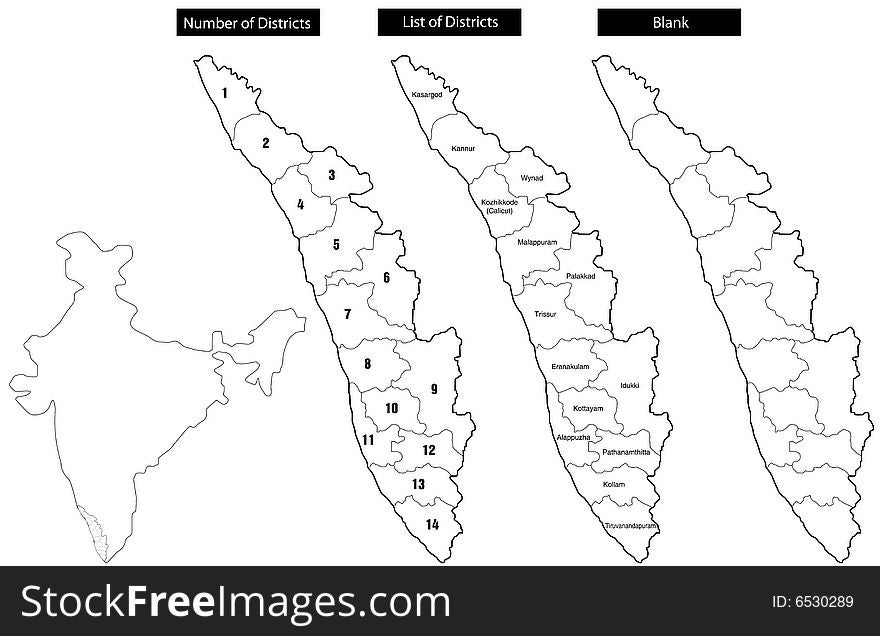 Map of Kerala with Districts