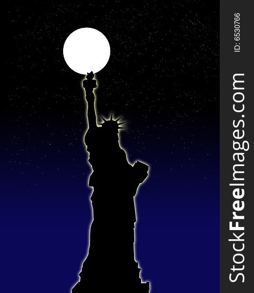 An illustration of the Statue of Liberty with a night background. An illustration of the Statue of Liberty with a night background.