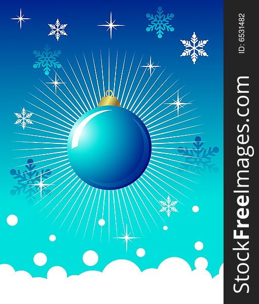 Blue backround with blue decoration element and snowflakes. Blue backround with blue decoration element and snowflakes