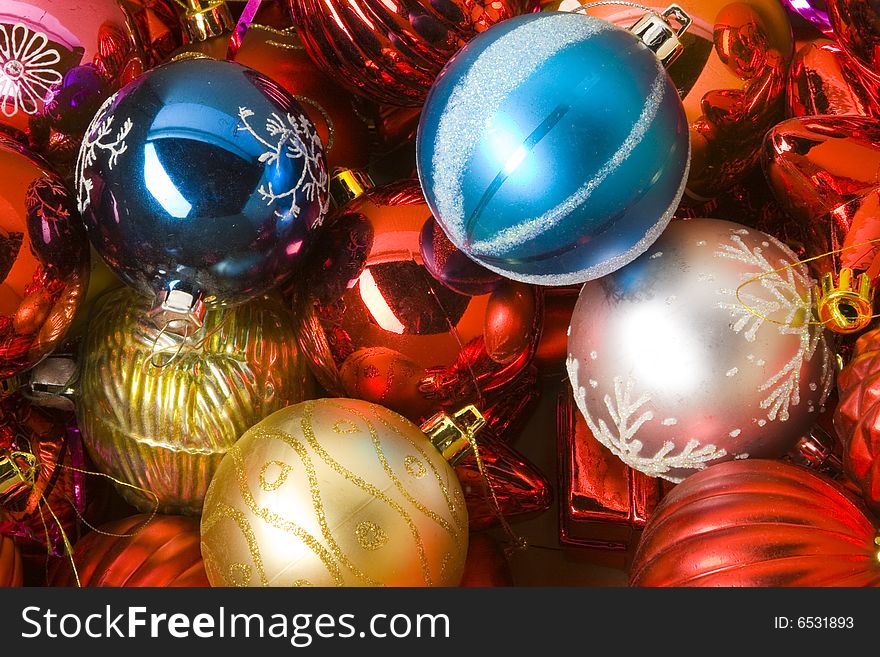 Collection of  red, blue and gold cristmas balls. Collection of  red, blue and gold cristmas balls