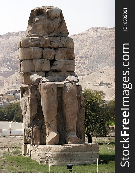 Colossi of memnon statue in ancient egypt, africa
