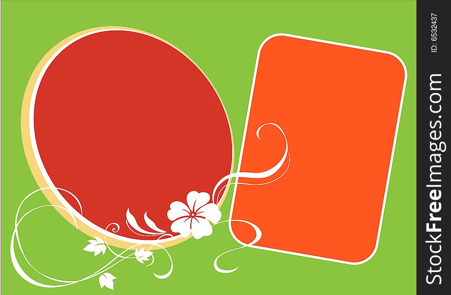 Two frames in red and saffron in a green background