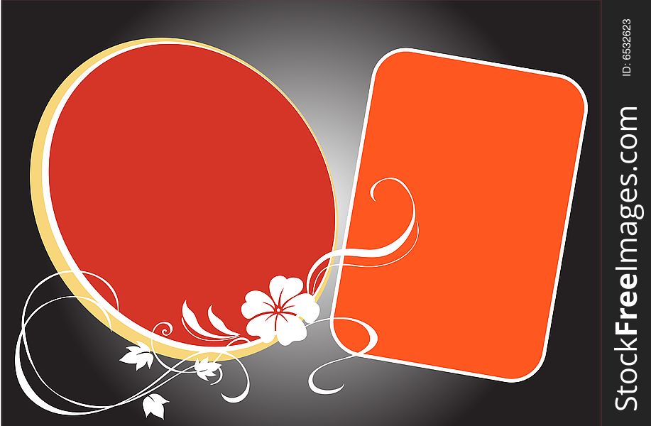 Two frames in red and saffron in a black background