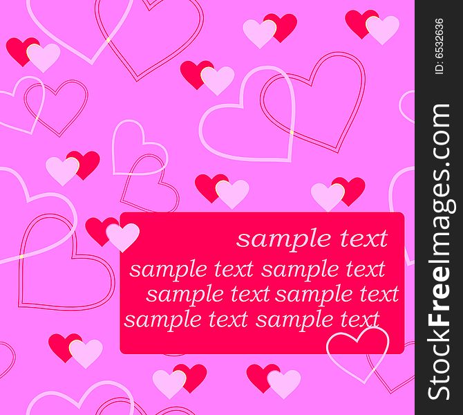 Seamlessly vector wallpaper valentine with hearts and sample text. Seamlessly vector wallpaper valentine with hearts and sample text