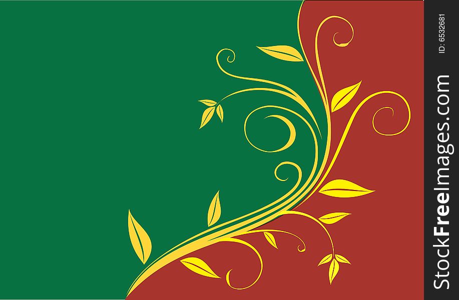 A floral design in green and maroon on both sides. A floral design in green and maroon on both sides.