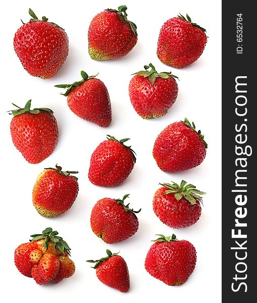 Set of strawberries isolated on white background. Set of strawberries isolated on white background