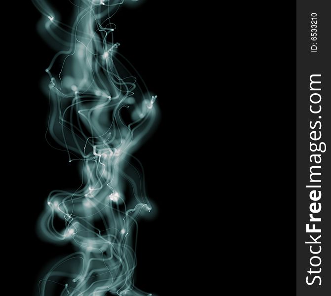 Blue wavy smoke over black. Blue wavy smoke over black