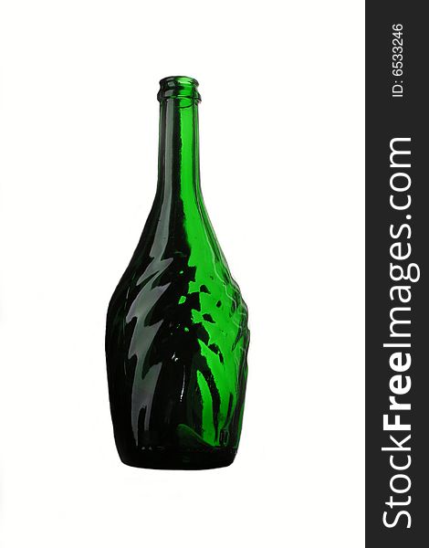Green bottle against a white background. Green bottle against a white background.
