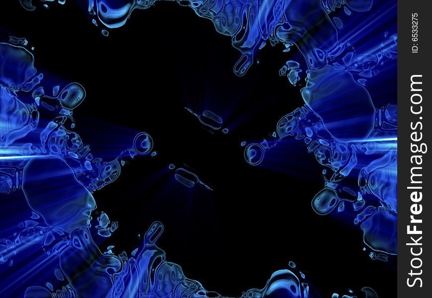 Blue distorted fantasy alien material in black background