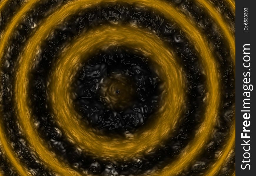 Black specular fluid surface with orange ripples