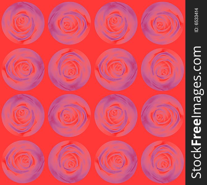 A psychedelic composition of roses and circles in a square. A psychedelic composition of roses and circles in a square