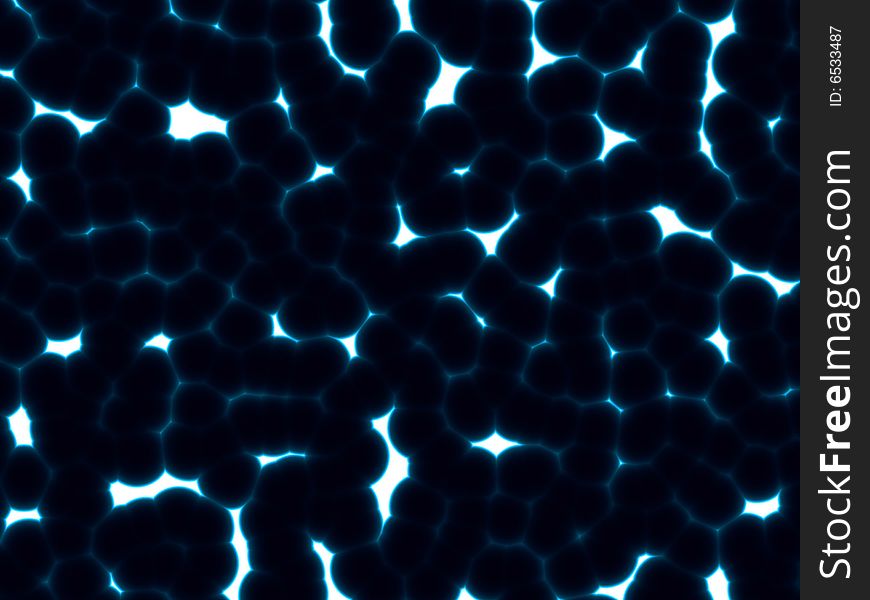 Black alien fantasy unknown cells in bright blue background