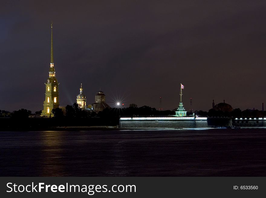 The first construction of the new Russian capital, the Peter and Paul Fortress, occupies the central position in the architectural ensemble of the city center, and the Peter and Paul Cathedral with its high bell tower is one of the main landmarks of Saint Petersburg. The silhouette of the Peter and Paul fortress became a remarkable landmark of the city on the Neva River.