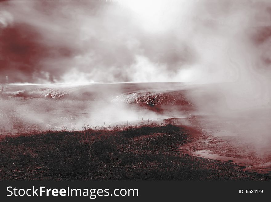 Hot and steamy Yellowstone geyser