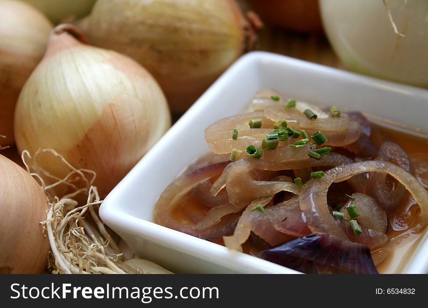 A fresh soup of onions with spices