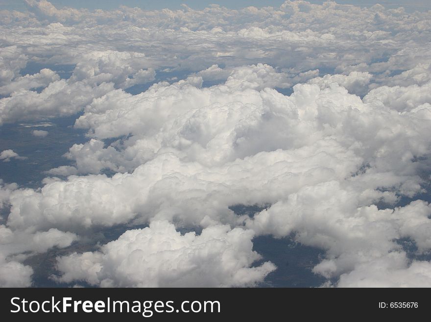 Beautiful cloudscape from an airplane