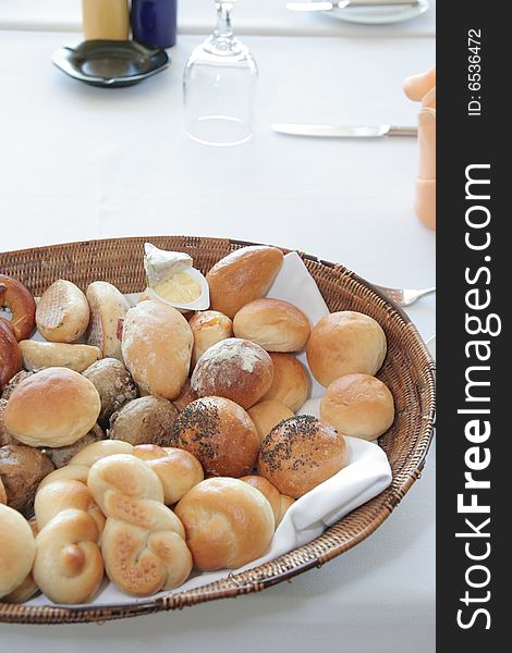 Breads basket on restaurant table.
Collection of cakes: <a href=http://www.dreamstime.com/bread-cake-pastry-and-bakery-rcollection7155-resi390943>HERE</a>
. Breads basket on restaurant table.
Collection of cakes: <a href=http://www.dreamstime.com/bread-cake-pastry-and-bakery-rcollection7155-resi390943>HERE</a>