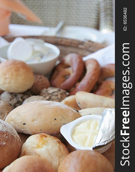 Breads basket on restaurant table. Breads basket on restaurant table