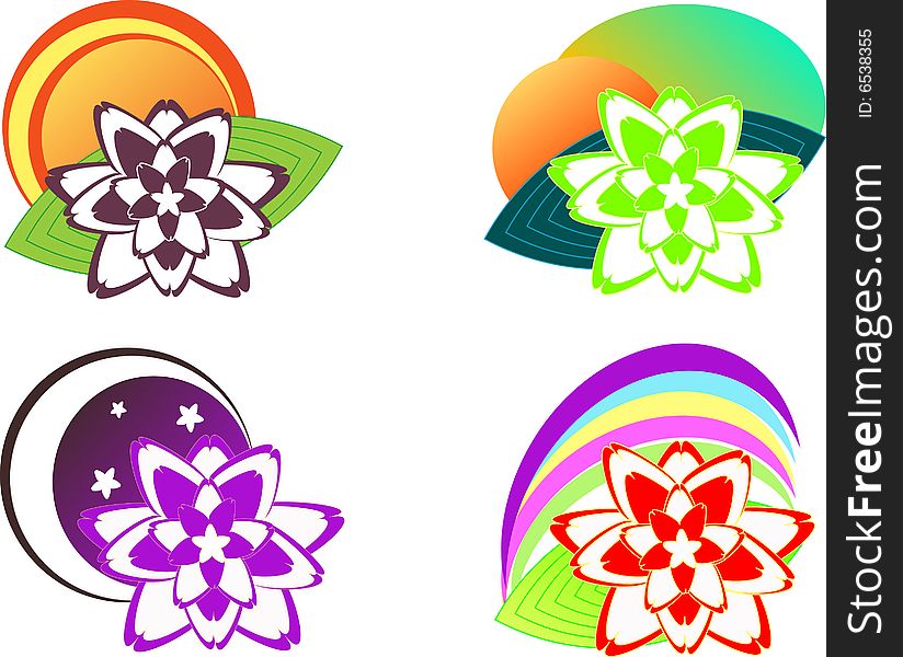 Vector illustration-Lotus flower icons. Vector illustration-Lotus flower icons