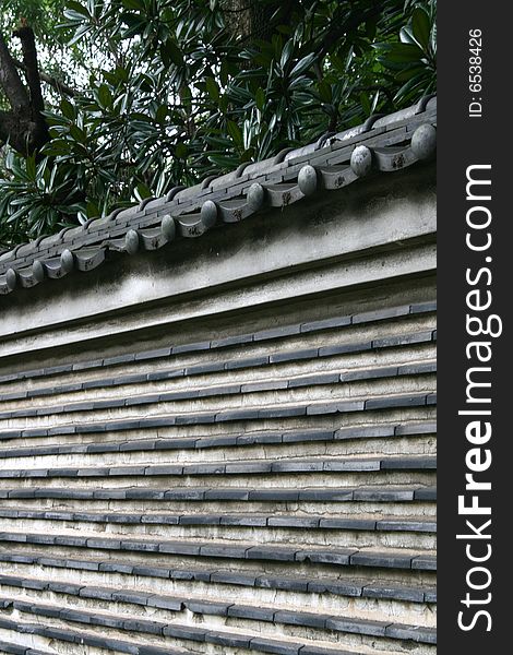 Japanese style wall with roofing tiles. Japanese style wall with roofing tiles