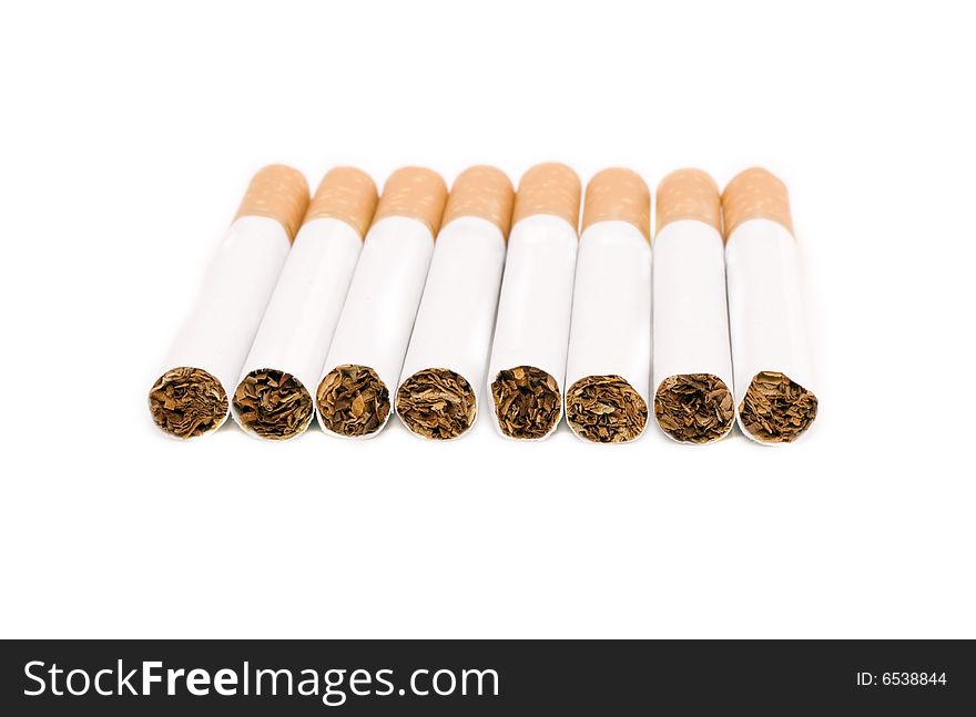 Cigarettes isolated over white background