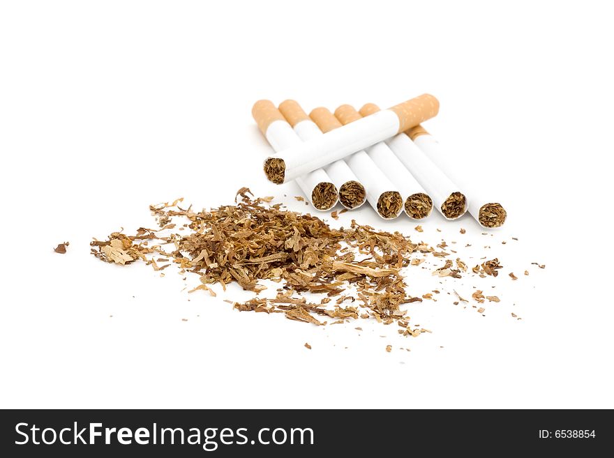 Cigarettes isolated over white background