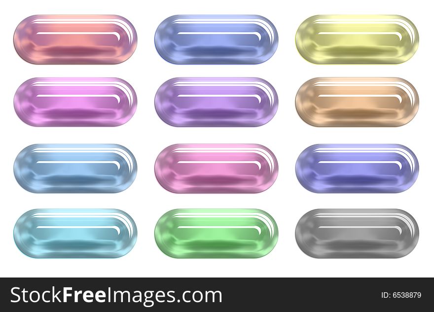 12 glassy oval buttons for websites or other. 12 glassy oval buttons for websites or other