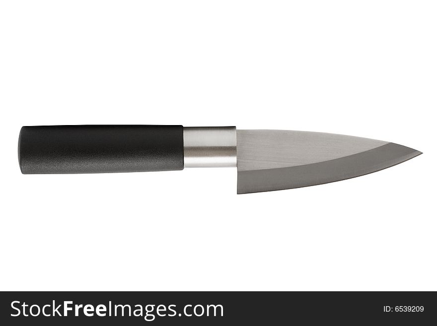 Asian kitchen knife on a white background