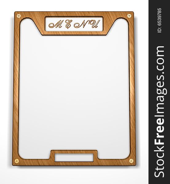 Frame. Menu. Form. Banner. 3D rendering of the menu frame