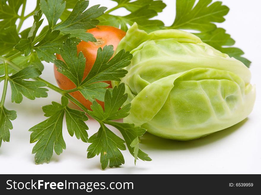 Vegetables studio isolated over white